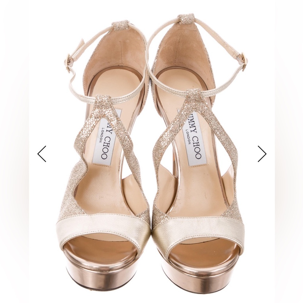 Jimmy Choo Gold Glitter Heels - Picture 4 of 4